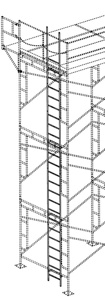 Diagram of climbing ladder on scaffolding